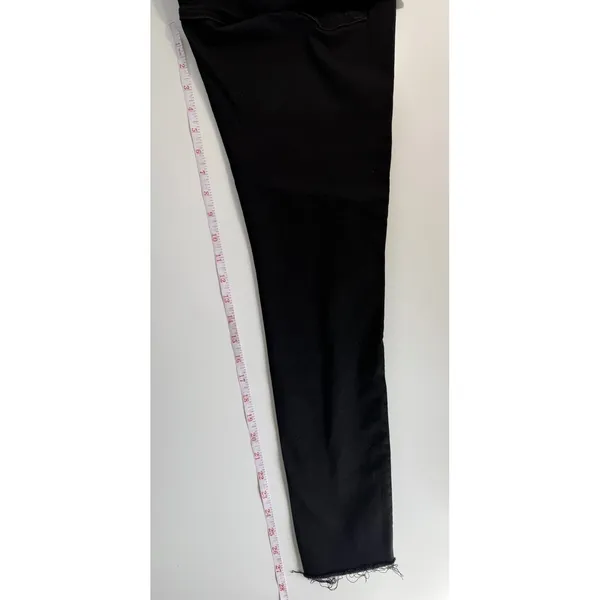 Express Mid Rise Skinny Jeans Black Distressed Raw Hem Women Size 6R‎ - Image 11
