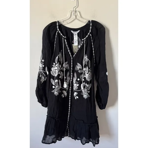 Tommy Bahama Swim Linen Tropical Cover Up Black White Size Small NEW - Image 3