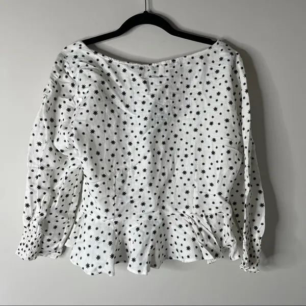 Rixo white stars sameera linen blend starry button down‎ blouse size large Black - Image 10