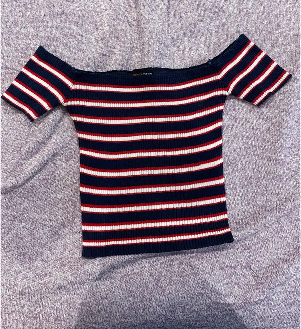 Red, White, and Blue Off the Shoulder Top - Image 2