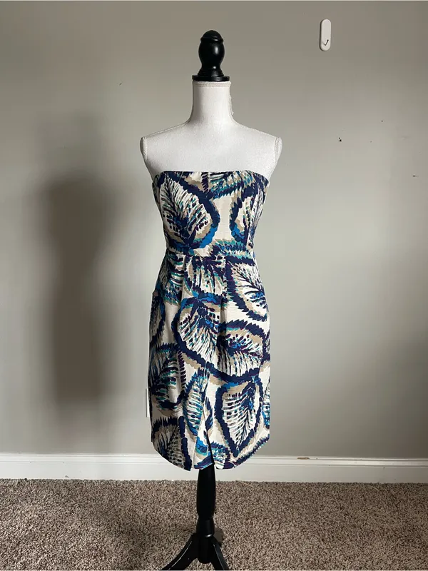 BANANA REPUBLIC FACTORY | Silk Blend Strapless Printed Dress Sz 0 - Image 2