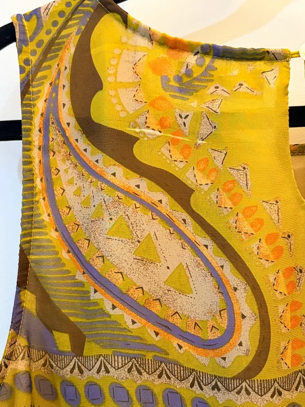 Altar’d State Paisley Boho Babydoll Dress Large Sleeveless Chartreuse Festival - Image 4