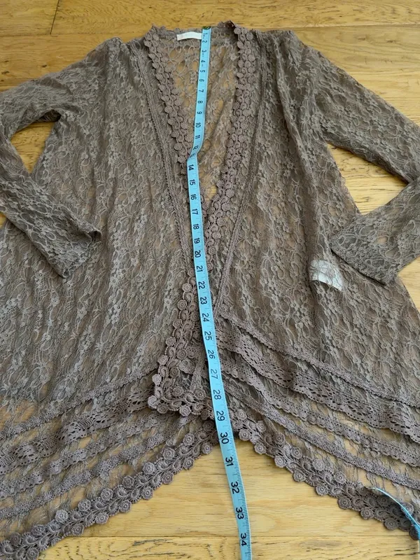 NWOT - L - Altar'd State Dusty Brown Lace Open-Front Cardigan - Image 3