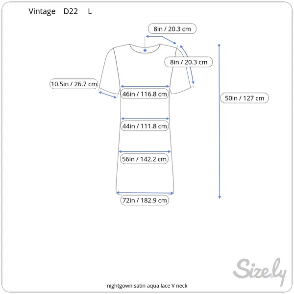nightgown satin aqua lace V neck long - Image 2
