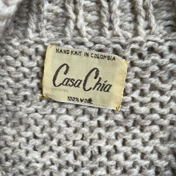 Casa Chia Vtg. 100% Wool Cardigan Sweater Bell Sleeves Cottagecore Beige Size L - Image 11