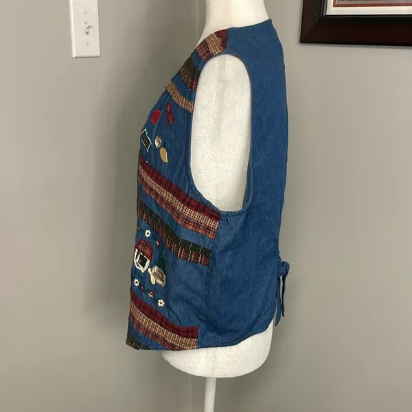 Bobbie Brooks With Love Vintage 90s Y2K Denim Vest Womens Size Medium Baking - Image 2