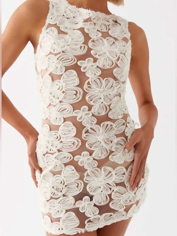NWT Peppermayo Candace Mini Dress in Ivory, Size 4 - Image 12
