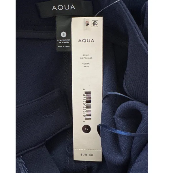 AQUA Womens Navy Blue High Waisted Patch Pocket Straight Leg Trousers Small‎ NEW - Image 8