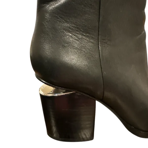 Alexander Wang Ladies Black Leather Cut Out Block Heel Ankle Bootie Shoes 6.5 - Image 3