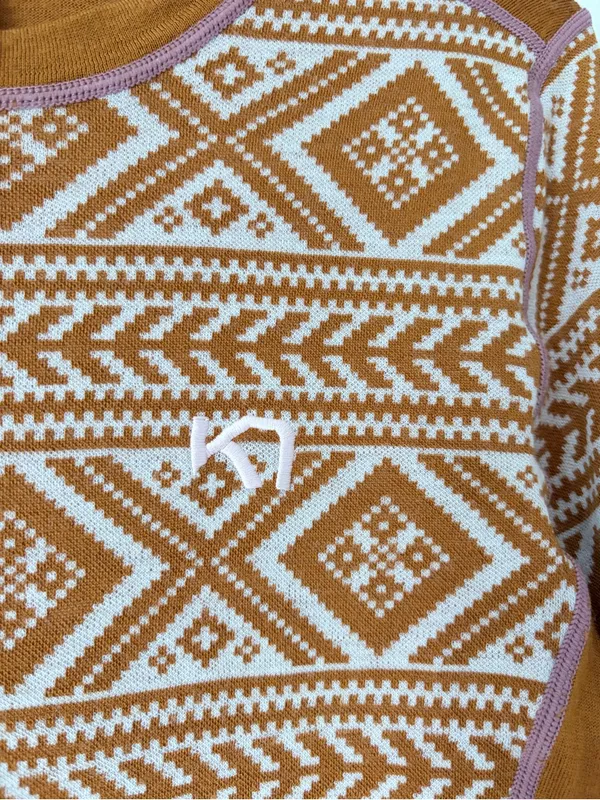 Kari Traa Floke Long Sleeve Base Layer Gold Rust Wool Top size medium Brown - Image 5
