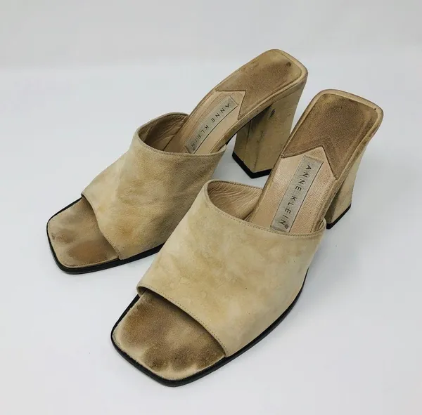 ANNE KLEIN tan suede heel 👡 slides - Image 2