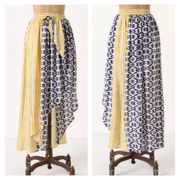 Anthropologie Funktional Silk Bent Stripes Asymmetrical High Low Skirt Medium - Image 2