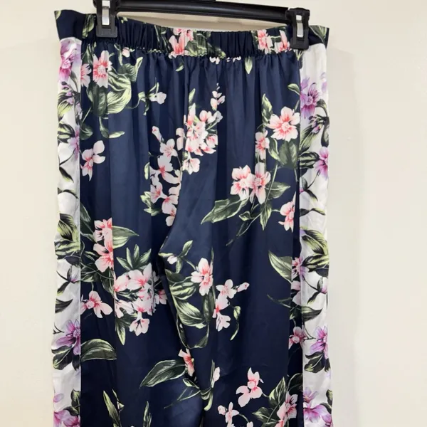 Victoria's Secret Floral Satin Pants M PJ Lounge Wide Leg Cottagecore Boho - Image 6