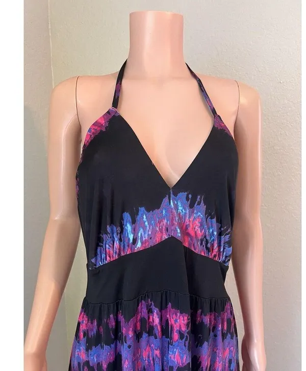 Baby Phat Womens Pink Black tie dye Sexy Flowy Maxi Halter Stretch 2X Dress #196 - Image 8