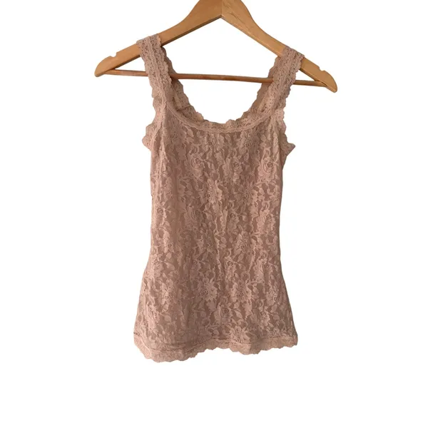 Hanky Panky Lace Cami Tank Top Blush Taupe Floral Lace - Image 5