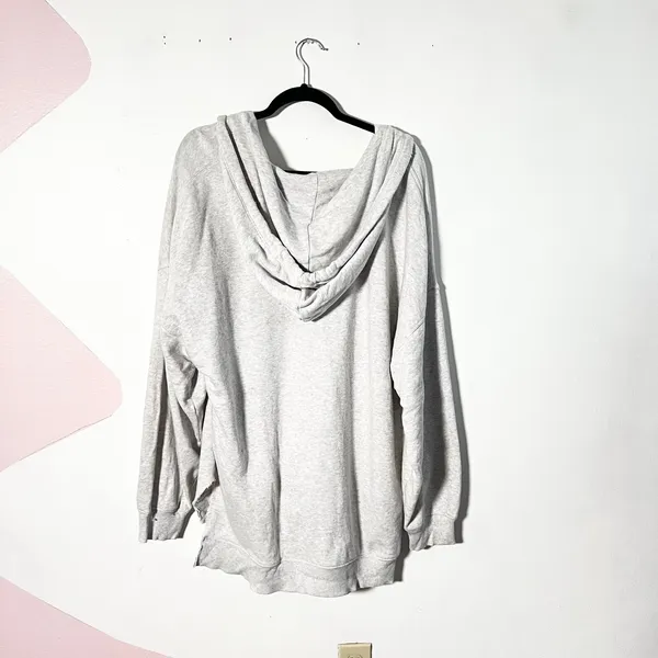 Aerie Sweatshirt Womens Medium Gray Oversized Hoodie Distressed - Image 2
