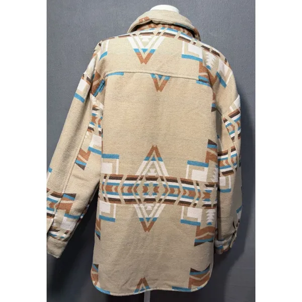 Aztec Shacket Womens Medium Oversize Chest 25 Southwestern Tribal Jacket‎ - Image 3