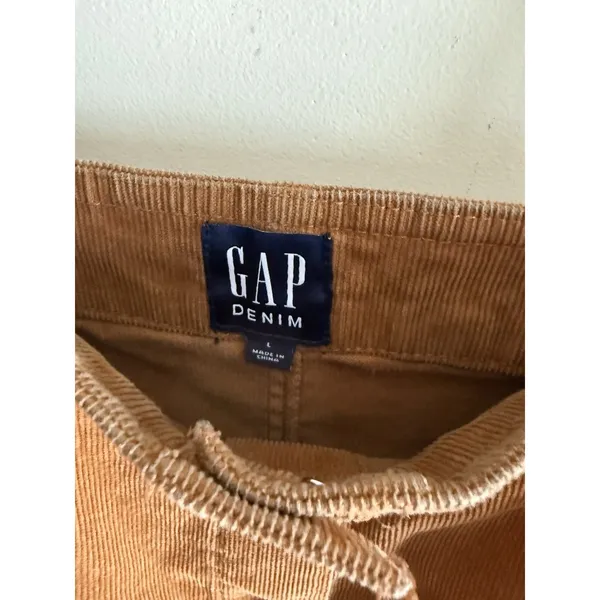 Gap Denim Jumper Dress Sz Large Brown Corduroy Fall Button Front Adjustable - Image 2
