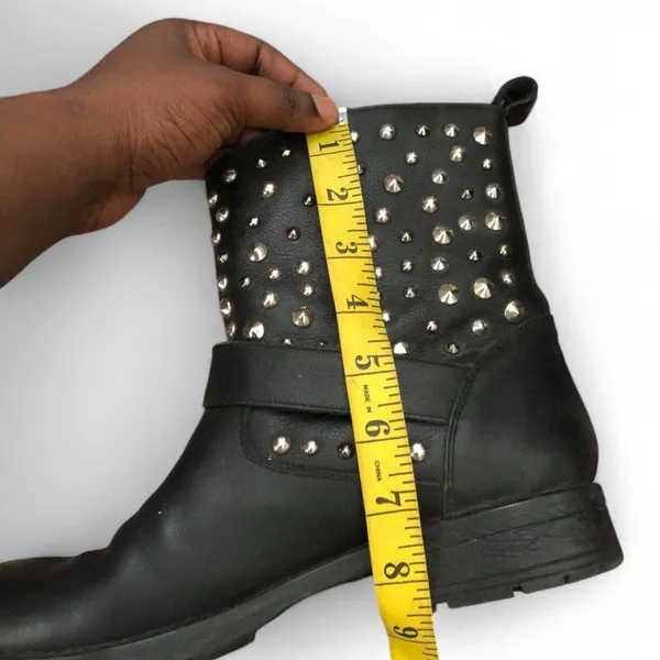 Y2K Goth Cowgirl Black silver studs buckle harness mid calf chelsea biker boots booties Western Grunge #whimsygoth #western #punk #country #boho EUR 39 Measurement in pics - Image 2
