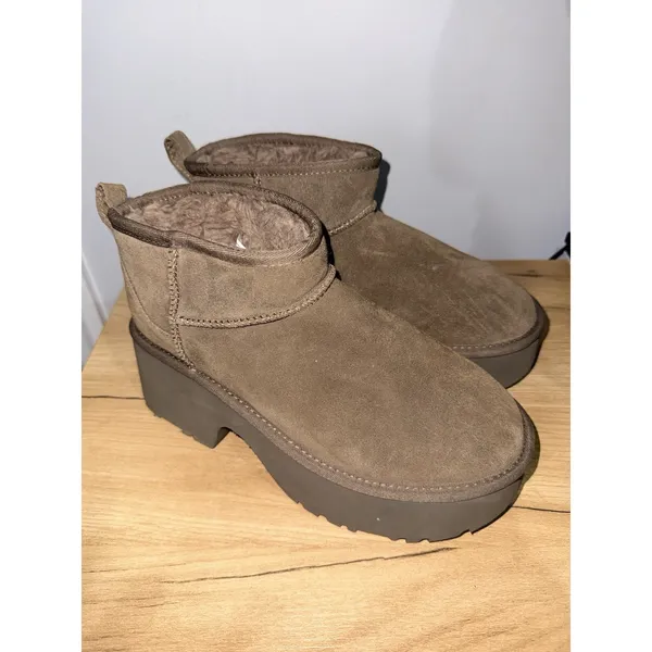 Ugg Classic Ultra Mini New Heights Boots Hickory Brown Women's Size 9 NEW‎ - Image 4
