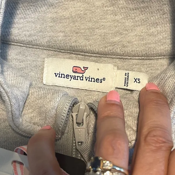 Vineyard Vines Patriots Pullover Women XS Gray Preppy NFL Quarter Zip Sweatshirt - Image 5