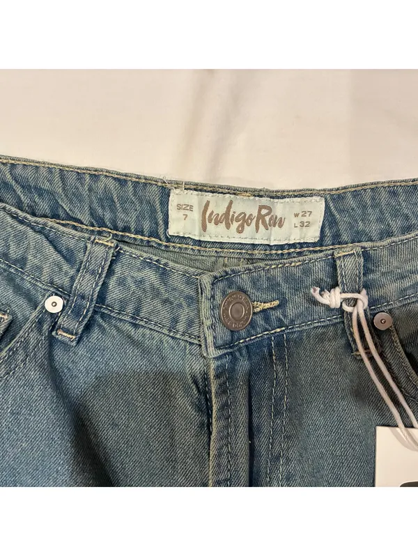 Indigo Rose Wide Leg Denim Y2K Cargo Pants Light Wash Streetwear Skater NWT Sz 7 - Image 2