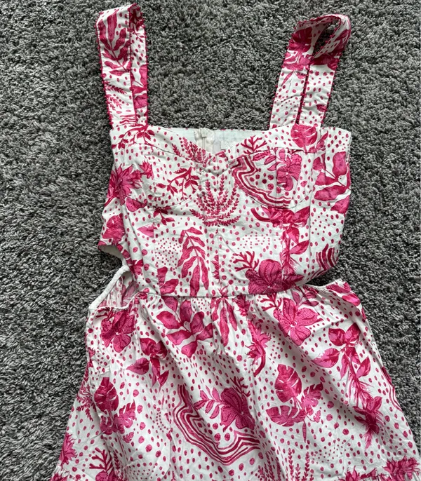 Zara White Midi Dress with Pink Floral Print - Image 5