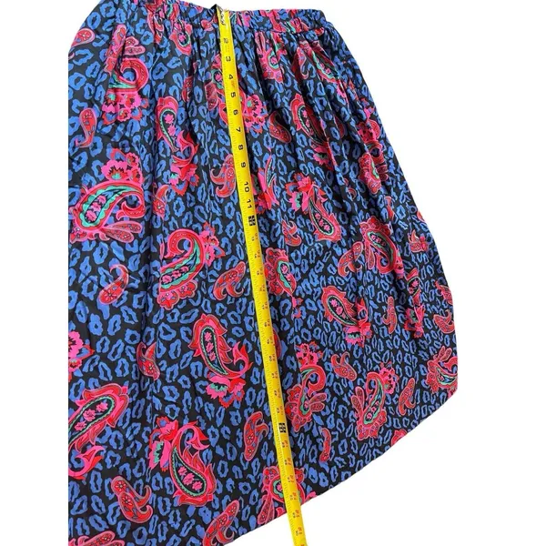 Land And Sea Vintage Ames Bold Blue Pink Floral Midi Elastic Waist Skirt M NWT - Image 10