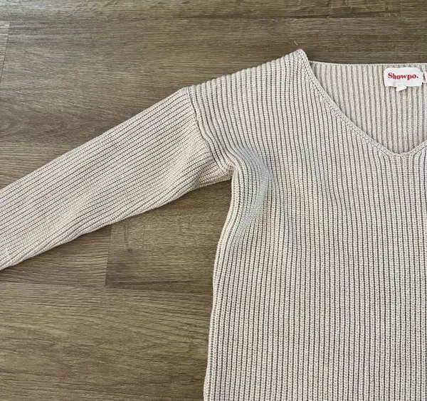 . Beige Tan Sweater Dress Tunic Long Sleeve - Image 5