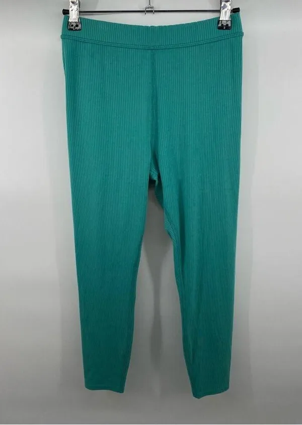 Alo Yoga Teal Blissful High-Waisted Ribbed Leggings Full Length Sz S Athleisure - Image 8