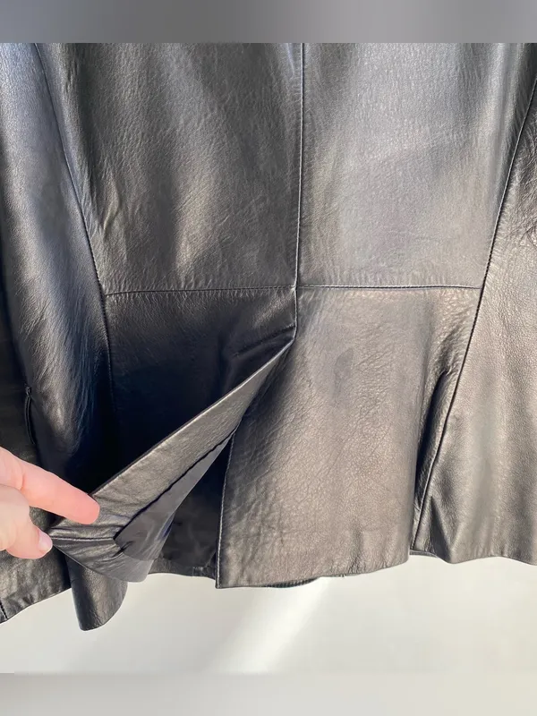 JLC New York vintage 90s Y2K black leather blazer jacket downtown girl winter M - Image 6