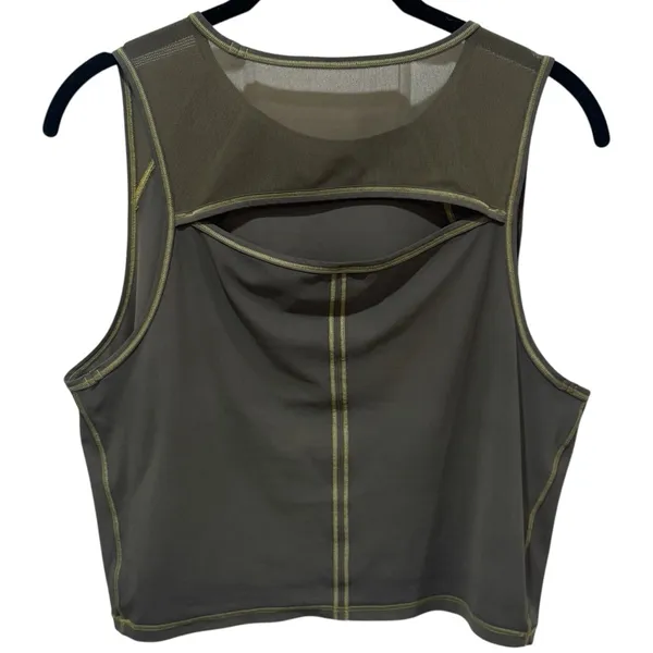 LuLuLemon Olive Green Mesh Detail Athletic Tennis Pickleball‎ Crop Tank Size S/M - Image 6