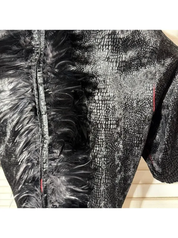 Dark Dragon Lord Warlock Costume Halloween cosplay Black Feathers Zippers gothic - Image 8