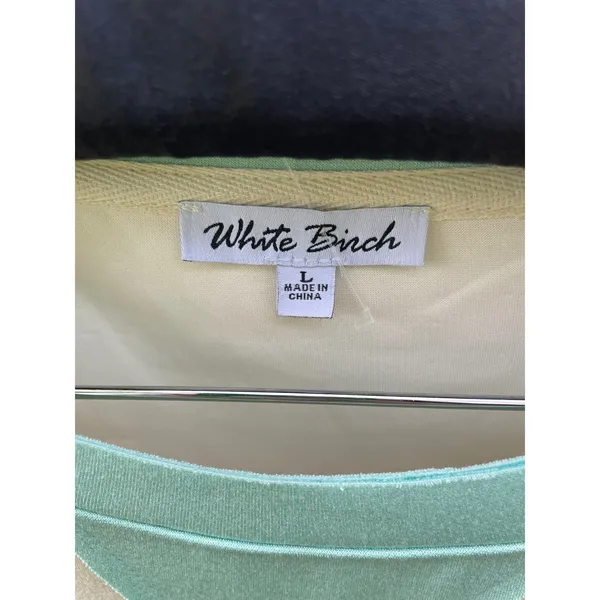 White Birch Womens Colorblock Sweatshirt Cream Mint Green Pullover L - Image 3