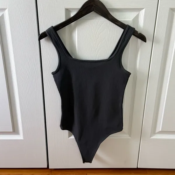 Abercrombie & Fitch Essential Rib Tank Bodysuit in Dark Gray - Image 2