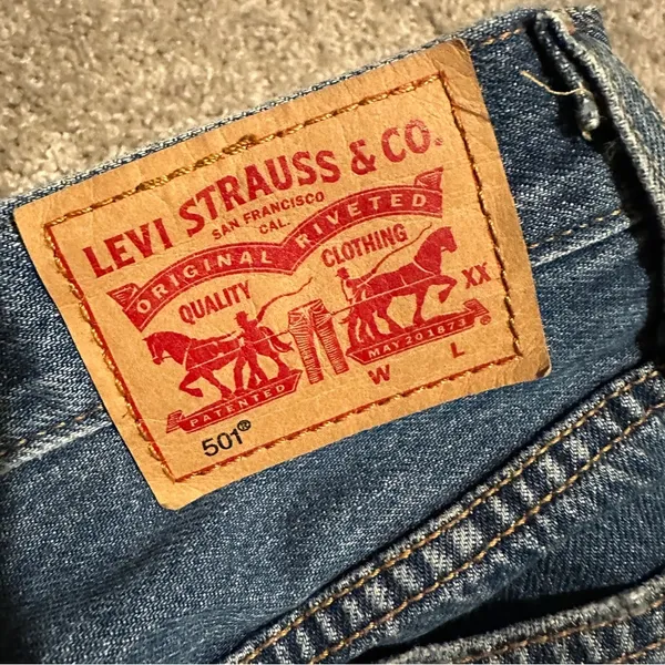 LEVI’s 501 Original Fit High Rise Distressed Western Daisy Duke Shorts Sz. 26 - Image 5