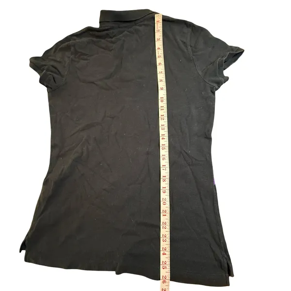 Ralph Lauren Skinny Polo Purple Black Colorblock Crest Shirt Womens L Vintage - Image 2