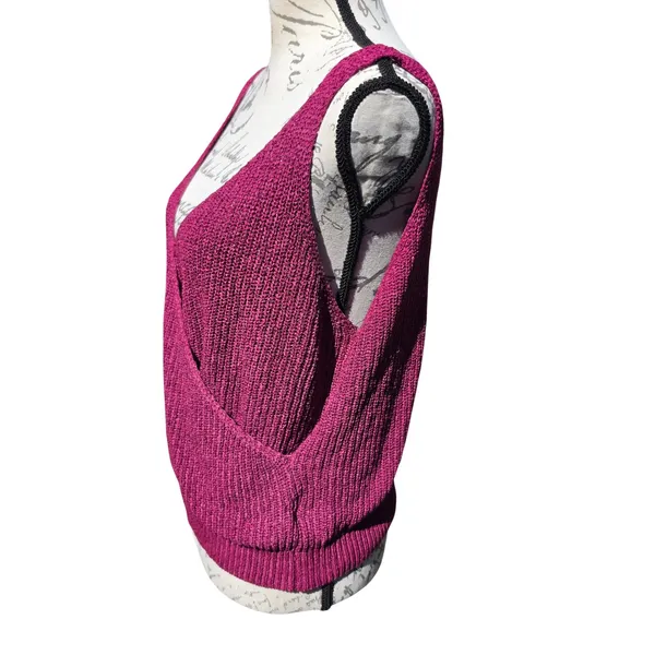 Pepin Womens Magenta Open Knit Surplice Wrap Sleeveless Tank Top Size Large - Image 3