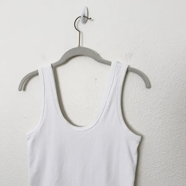 [Nuuds] White Ribbed Knit Scoop Neck Sleeveless Tank Bodysuit Top Size Medium M - Image 5