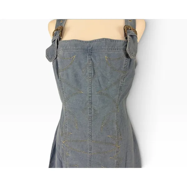 Beivy Women L Blue Denim Overall Jumper Mini Dress - Image 7