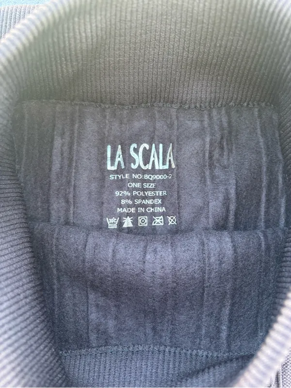 Scala Black Ribbed Knit Leggings with Branded Waist - Image 3