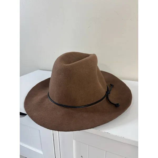 100% Wool Felt Brown Brim Hat Fedora Women’s O/S Western Boho - Image 3