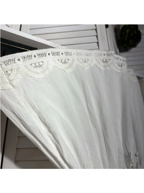 NWOT Aerie white oversized beach shorts cotton lace lightweight coquette coastal - Image 3