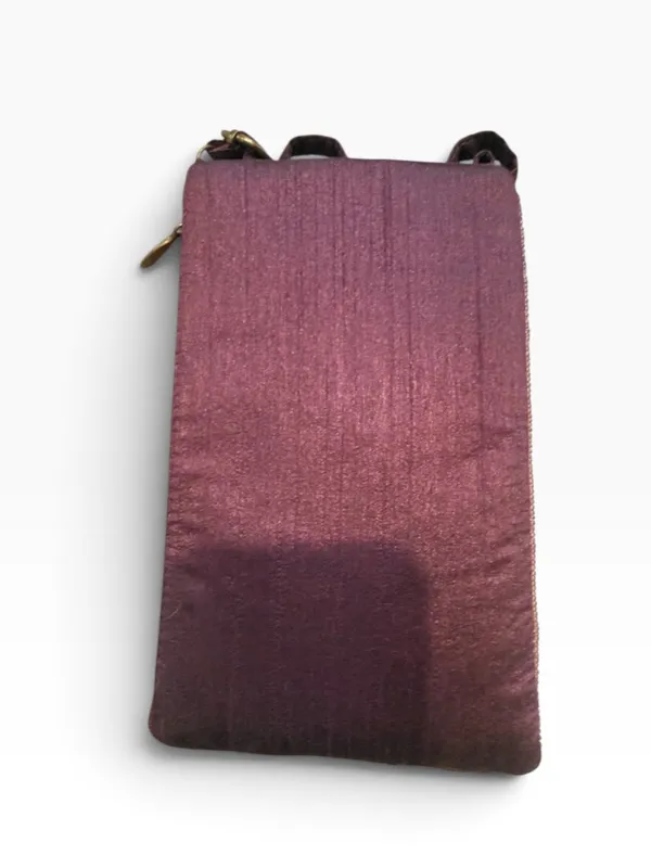 Embellished Beaded Crossbody Bag in Deep Plum and Teal - Image 2