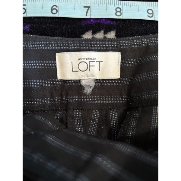 Loft By Ann Taylor Black/Blue Striped Dress Pants‎ Mid Rise Zip Size 30x29 - Image 3