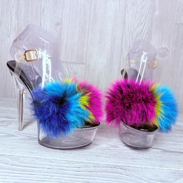Dolls kill cape Robbin night of my life fluffy clear platform heels size 8 - Image 14