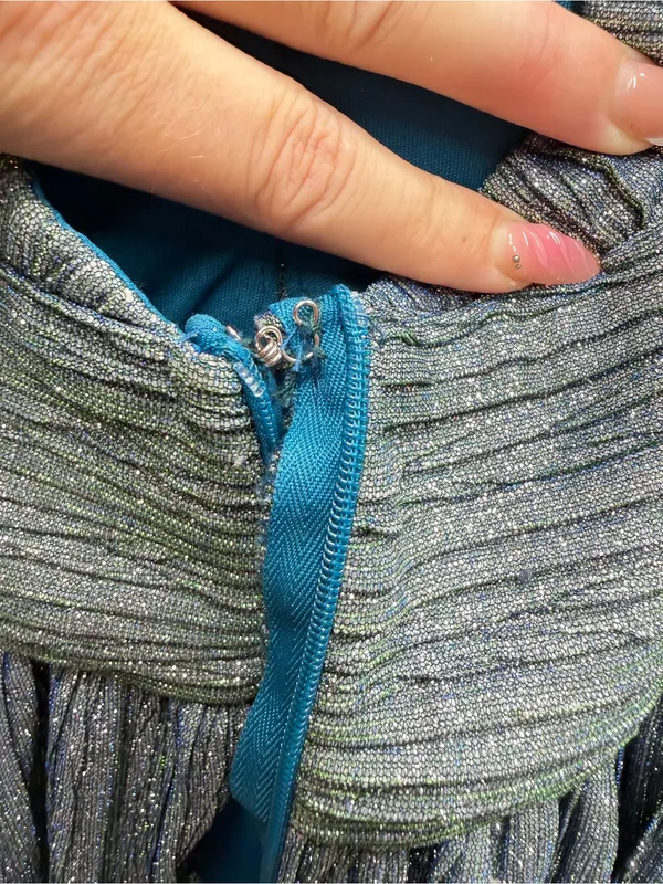 Lulu's shimmery hoco dress silver blue green crinkly glam fairycore pixie large - Image 7