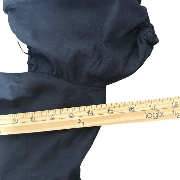 Chelsea & Violet Black Linen Blend Tiered Dress XS Open Back Puff Sleeve Mini - Image 9