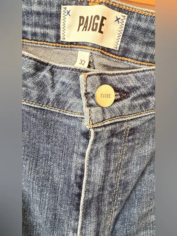 PAIGE Medium Blue Cropped Ankle Jeans, Size 32 - Image 3