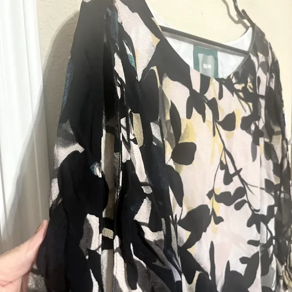Maeve Anthropologie Shift Dress Womens sz M Shaded Garden long sleeve‎ black - Image 8